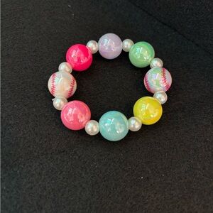 Pink and Green Beaded Stretch Bracelet Jewelry